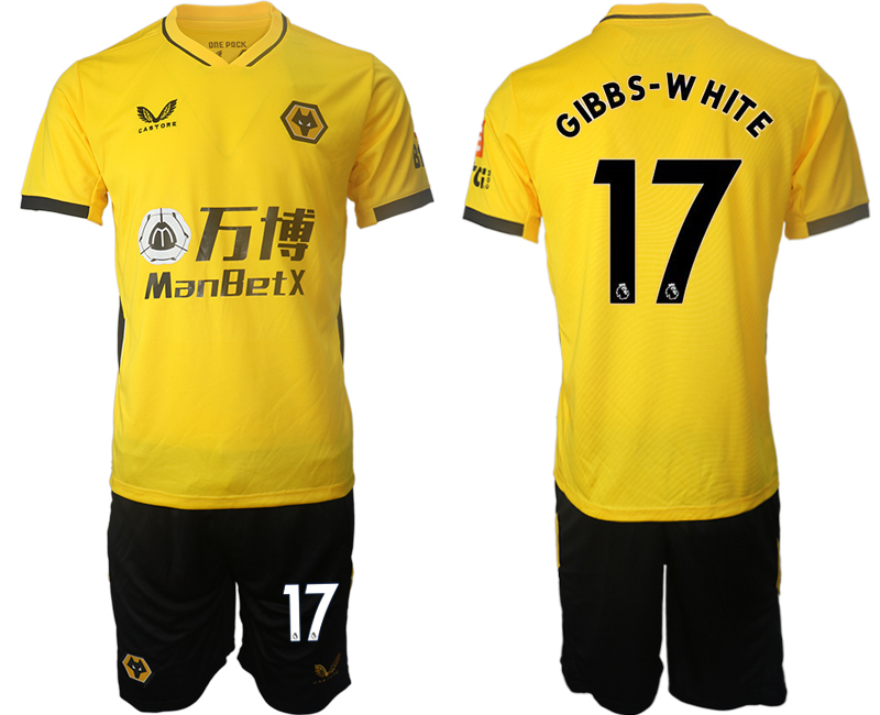 Men 2021-2022 Club Wolverhampton Wanderers home yellow #17 Soccer Jersey